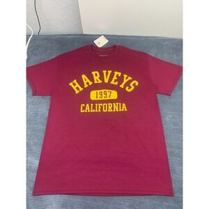 Harveys California 1997 Graphic T-Shirt Mens Maroon Short Sleeve Crew Neck NEW